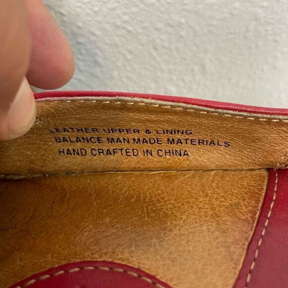 Born Vibrant Red Leather Slip-On Loafers with Moccasin Stitching Size 8 EUC - Picture 4 of 10
